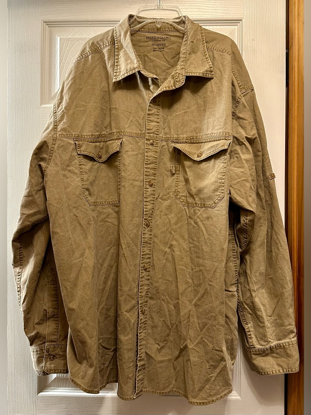 Faded Glory Men's Lightweight Button-Up Shirt Jacket - Brown